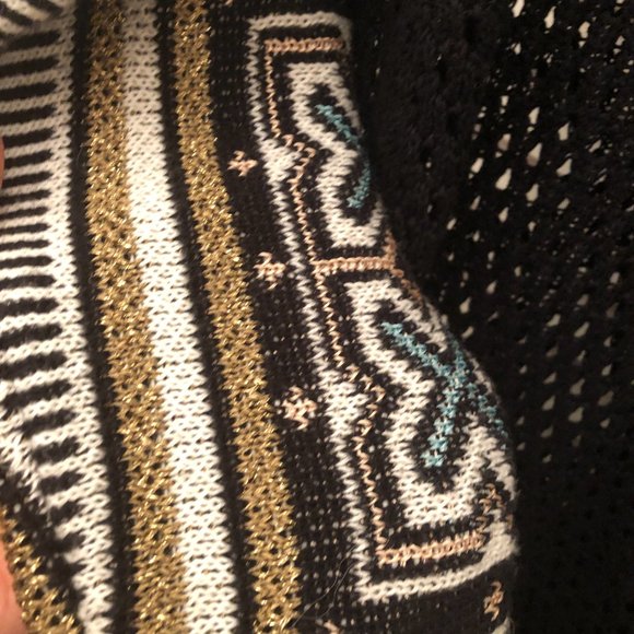 Circus Hotel fuzzy zip up women hooded black knit cardigan, M - Picture 10 of 13